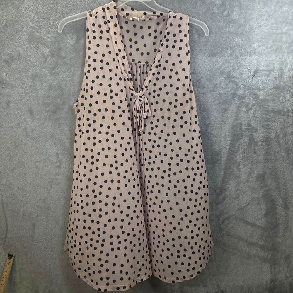 Siren Lily Maternity Pink Black Polka Dot Mesh Sleeveless Tie Front Top 2X
